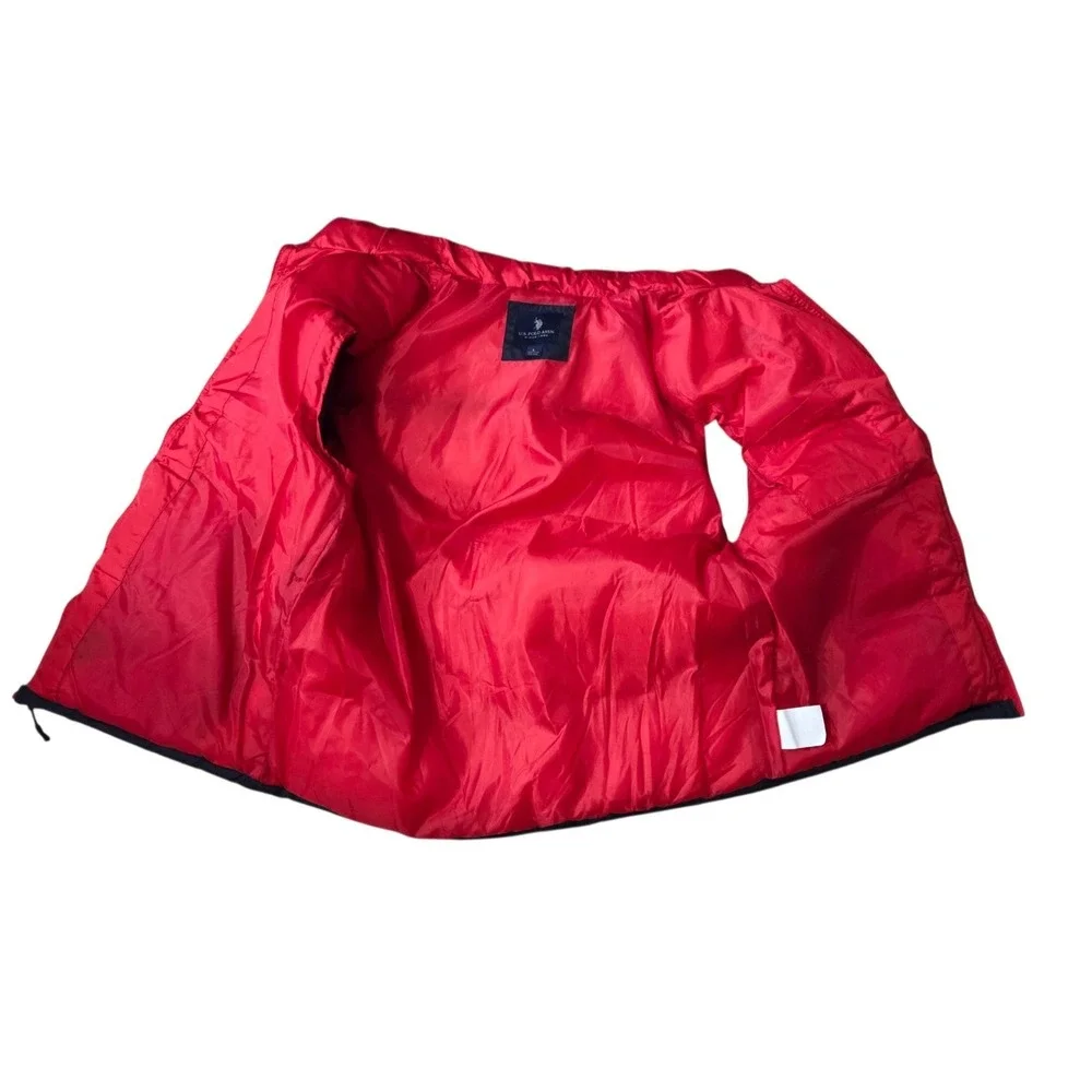 US Polo Assn Men's Size Large Quilted Puffer Vest Full Zip‎ Navy Red Color Block